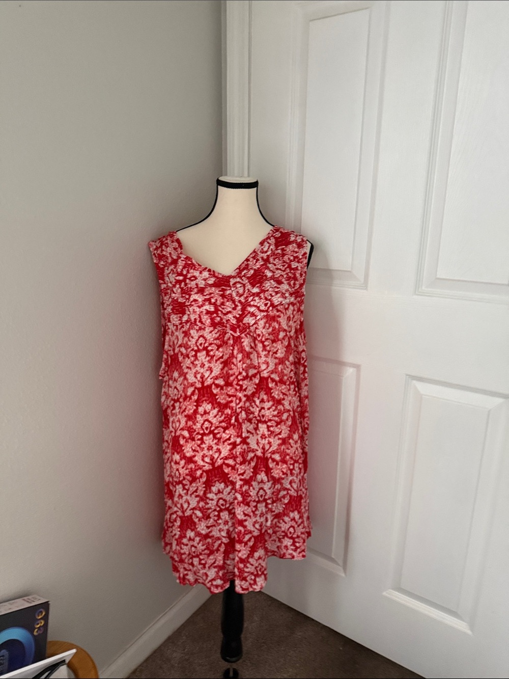 Floral V-Neck Red Sleep Chemise